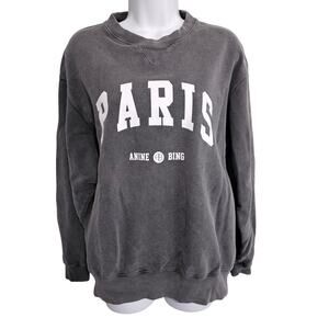 Anine Bing Ramona Sweatshirt University Paris Vintage Gray Size Medium